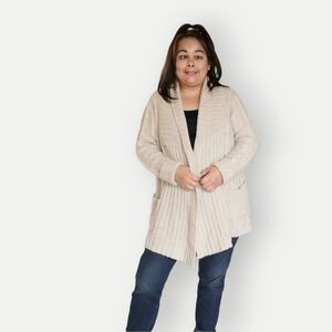 URBAN BEHAVIOR WOMENS CREAM BROWN ACRYLIC WOOL CARDIGAN